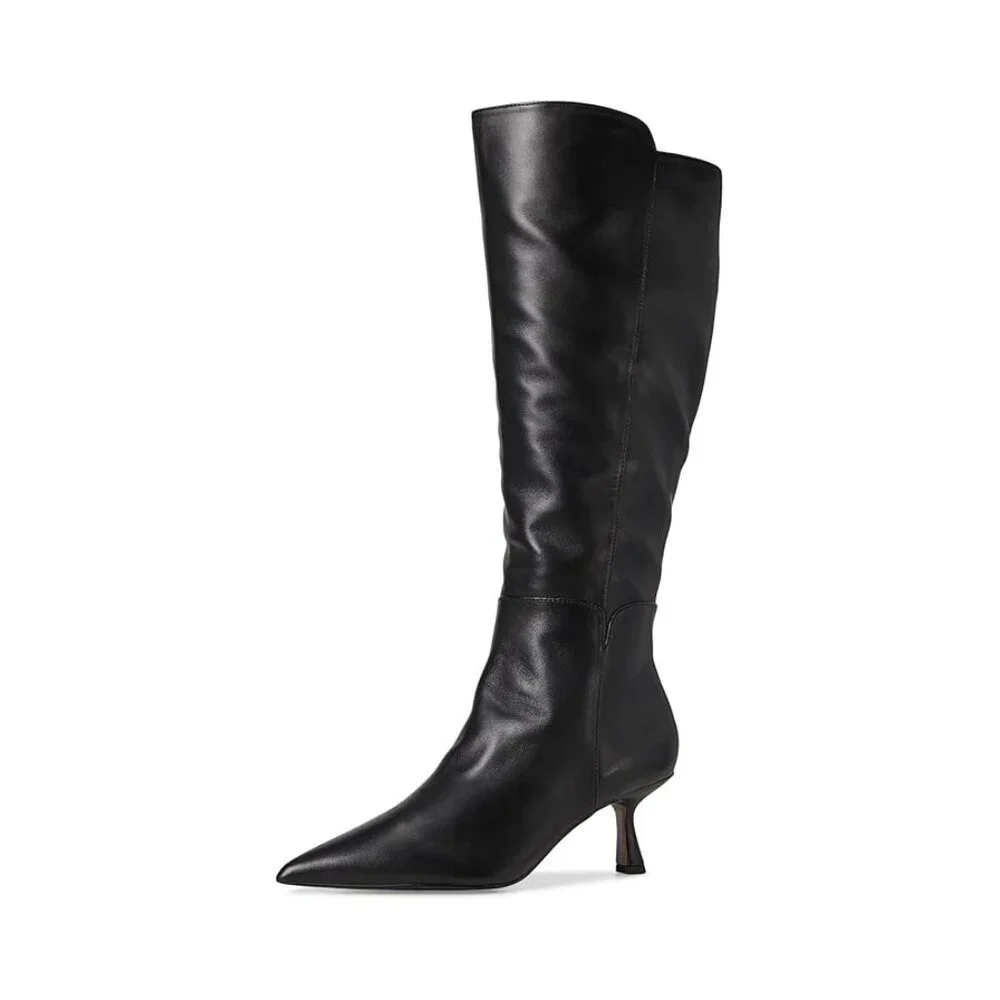 🆕SAM EDELMAN Taylin Knee High Kitten Heel Boot Wide Calf Black 8 - Picture 3 of 15